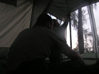 2007-01-28SunriseInCamp (4)  Dave enjoyed how cute Sammy is when he wakes up. He loves arising to a different setting - he talks and goes "oohhh!" quite a bit!