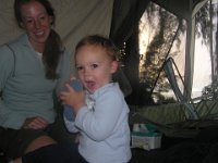 2007-01-28SunriseInCamp (5)  Sticking his fingers through the holes in his crocs!