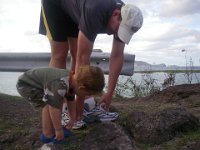 IMGP1100  Doing stretches with Daddy.