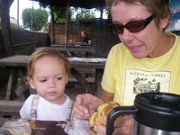 IMGP1114  Yum! Morning muffin with Gramma! We took a day off from my busy week working on several projects to spend some time at the beach.