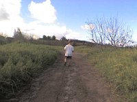 ATT01761  Sam learning to jog - no kidding! He picks a pace that he can hold for a while and moves his little arms. This is on base where we run on some trails by fish ponds. We always look for a huge puffer fish we've seen a couple times.