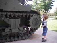 IMGP4554  This is a 105 self-propelled howitzer - WWII vintage. Cool that Dad knows what this is. It was in Dad's first firing battery assignment after commissioning.