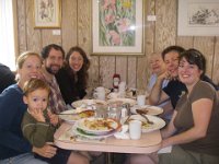 IMGP5227  Here we are with Josh's grandma, and his brother Adam and girlfriend Holly. Look at the food piled high!