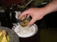 IMGP6070  Dave made us whiskey porridge (that's the Scotch topping it off, above) for New Year's Day breakfast. SOOOO good! We first had this in Scotland and had to take a nap afterwards. Recipe: steel cut oatmeal (the kind that comes in a pretty can), cream, butter, honey and Scotch. Enjoy!