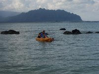 P1260091  Sam decided he could swim from Pirate's Cove to shore, so he piled out of the kayak.