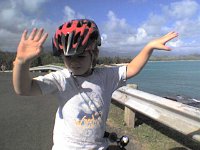 ATT00150  Out on a run/bike - Sam made it all the way up the Alala Pt hill on his bike without a helping hand! (That's pretty good with no gears :) ). This is a cell phone picture sent to Daddy.