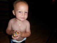 PB250005 (2)  Ben with "ball-bal!" - Sam reminded all of us that we found this ball while biking on a trail in California near Gramma and Richard's house. I love "found" toys - they bring a memory along with the fun!