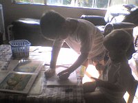ATT00797  Sam has been intent on giving Ben preschool lessons lately. "You will learn first, your letters, F and K and V. Then we will do math in the afternoon. Then you will learn to read. Today." Whoa!