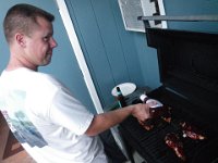 IMGP2096  Doctoring the cheese horse fountain up with bbq sauce.