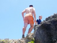 IMGP0063  Sam taking Dad on a cliff-climbing expedition - showing Dad how to do it.