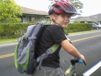sam to school  On our way to school! We bike over every morning, and Sam is learning to unlock his own bike and walk it to the front of the school in the afternoon where Ben and I pick him up in the truck or on our bike.