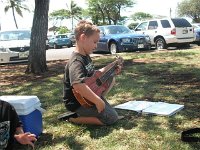 Aidan party2  Doesn't he look relaxed and comfortable with his uke? He is really quite amazing doing chords for a new song in front of friends.