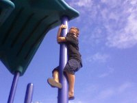 Photo-0038  Shimmying up a 12' pole - no problem! He did this enough times that we got a chance to add up his total linear feet - 41 ft climbed!
