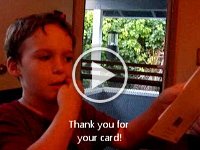 Thank you to GG  Reading a birthday card from Great Grandma!