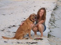 Alli and Caffrey  Now we're in FL, enroute to Coronado. She LOVED having a beach at her doorstep. Brought home "fossils" - bird bones she had dug up in the sand.