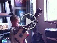 Ben doing Bruce Springsteen  Ben caught on film doing one of his characteristic performances. This is why he is often hoarse, and why we have to keep reminding him to take it easy on his voice. For those who think that might be impossible to teach a three-year-old (he is 3 in May), well, it is nearly impossible. But doable, for sure.