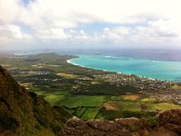 2011-05-27Mariner'sRidgeHikeSamBackWithUs (19)  That's Waimanalo down there, and then Kailua Bay to the north.
