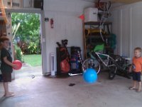IMAG0427  A very very rainy day, so we're making do with some wally ball in the garage.
