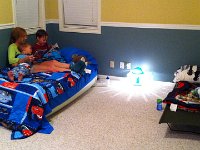 First night  The boys' room for stories.