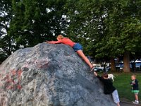 photo 1  At dinner in Poulsbo...I HAVE to get up this rock. Doug did it a few years ago so I should be able to, right?