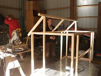 IMGP4892  So our carpenter friend, David, and his buddy John, are making us a chicken coop. They had a hole in their schedule open up, so David's wife wrote to me - "Let's get those boys chickens. They'll be done with the coop in two days." Wow! So I had to go over and look.
