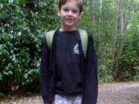 IMAG0695  First day of school! Wearing an Eddie Aikau shirt and Hawaii shorts. And very reluctantly a sweatshirt.