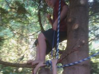 IMAG0789  Sam had made Ben a climbing harness and was hoisting him with a pulley system!