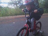 IMAG0838  At Ft Ward for a ride! "Mom, some people do it wike dis!"