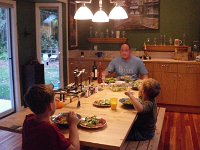 IMGP4888  Yummy dinner daddy made for us, and Sam's HUGE creation he's been working on for weeks. It's a space station. Closing ceremonies (so we can get the table back for mom and Richard's visit) is in a few days.