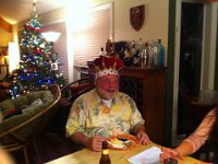 Larry at Kanikapila  Larry is so much fun! He is wearing Dave's king hat :)