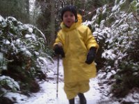 IMAG1237  It rains more than snows here, so we are in layer upon layer, topped with water-proof shell. I have gotten some grief for making him look like a rubber duck, but hey it's expensive to outfit in snow gear, even at consignment stores!