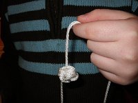 IMGP5874  The monkey's fist knot. Great stopper knot for necklaces, bracelets, and a good weight for a heaving line. See next video.