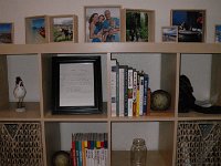 IMGP5882  Dave did a lot of organizing work over the holiday weekend. These cubes on top of our organizer were filled with select pictures from our 10 years together. Quite a project to sift through, choose, and print. Thank you, Dave!