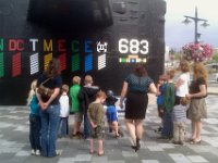 IMAG1967  On a field trip with the gang to the Puget Sound Navy Museum. This is the sail of the USS Parche - a top-secret submarine that you can see is highly decorated.