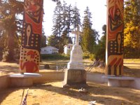 IMG 20121005 154851  Chief Sealth's grave. Seattle is named for him. He was a wise and patient leader of the tribe. Apparently the tribe relied on many different leaders, depending on the need - for good harvest, for fishing, for times of crisis. No one person was expected to possess all the qualities of leadership to encompass every need of the tribe. Interesting model.