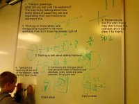 IMG 20121008 085906-001  I've been working with five kids in Sam's class to stretch their math abilities. It has been a really rewarding experience. I take a picture of the board when I'm done to facilitate reporting in to the teacher what we have covered.