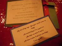 IMGP0246  Cards to his parents. I wept immediately. I couldn't even finish reading. Such a dear. And if you knew the whole story behind this. A child sitting near him deleted the whole thing, so he got help from the teacher who took his dictation and recovered it. So he had to remember all these things twice! That child who deleted it on purpose did get in some trouble. I showed Sam how to hit "undo" and also where the recycle bin is in case it happened again.