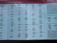 Pic-06182013-026  You have to really be on your game if you don't want to spend an unplanned night on one of these islands! The footnotes and dotted lines - reader beware! I was really (REALLY) on my game, though. I rocked, I am not ashamed to say. Early for every ferry, relaxed and informed. I took a picture of a fellow camper's schedule and studied it while the kids were waking up.