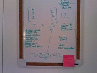 Pic-10172013-001  A little number talk with Ben. This one has to do with ways to get to 12, and how to make even "teams".