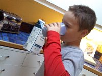 Pic-09092013-002  This is what is going on in the kitchen every day. We go through twice as much milk now that the boys are getting older. Up to 6 half-gallon containers a week!