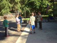 boys nerf war  Boys having a Friday afternoon Nerf war. They are planning the rules here in this picture.