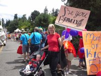 20140704 133705  My neighbor, Ingunn, and little Esther! It was fun to see a lot of people on the parade route!