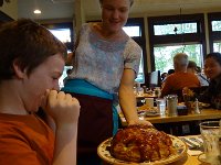 DSC01583  At Oak Table for breakfast - this is their apple pancake! It is SO big when it comes out of the oven that the cooks get excited and blow a train whistle to announce it!