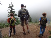 DSC01688  On our way down. We actually made impressive time - it was 2 hours to the summit, and 1.5 hours down, so 3.5? Half the estimated time. We all had a great time and the boys were incredible! They did it in great form. I really loved spending time with the family on this trail. We'll have to go back for wildflowers and views!