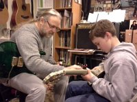 20150112 191450  Working with Randy using new guitar from Nana and PopPop!