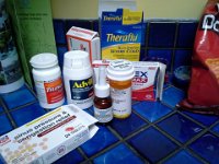 20150301 152715  But everyone is still sick. I have an ear infection now. This is my daily regimen just to keep going. It's ridiculous. I was sick with a sore throat and sinus infection for a month. For 3 weeks of that time I couldn't hear out of my right ear due to eustachian tube dysfunction - the virus lodged in my ear!