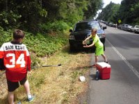 20150627 131054  We had to WORK it I tell you. Imagine folks with hands full trundling to cars. Hot, yes. Thirsty, yes. Willing to dig for a buck? Not so much!