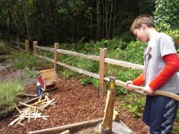 20150721 130300  Making shakes to repair the roof of the little bird house in the background. Which is beyond repair, really. It's just a good family project, I think. Not all agree ;)