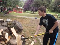 20150724 150220  Sam likes the 8 lb maul. So do I. Must get ANOTHER axe. We have 8 already because several boys like to chop with us.