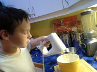 20150726 201006  Sam is whipping some cream to go with them.